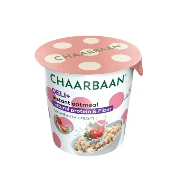 خرید قسطی اوتمیل فوری لیوانی طعم توت فرنگی خامه چاربان بسته 12 عددی